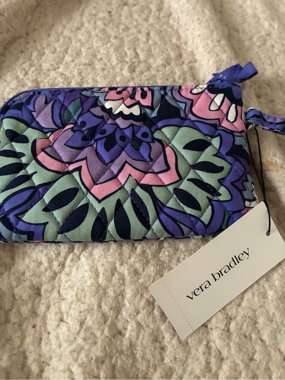 Vera Bradley Floral Quilted Wristlet - Purple, Pink, Green